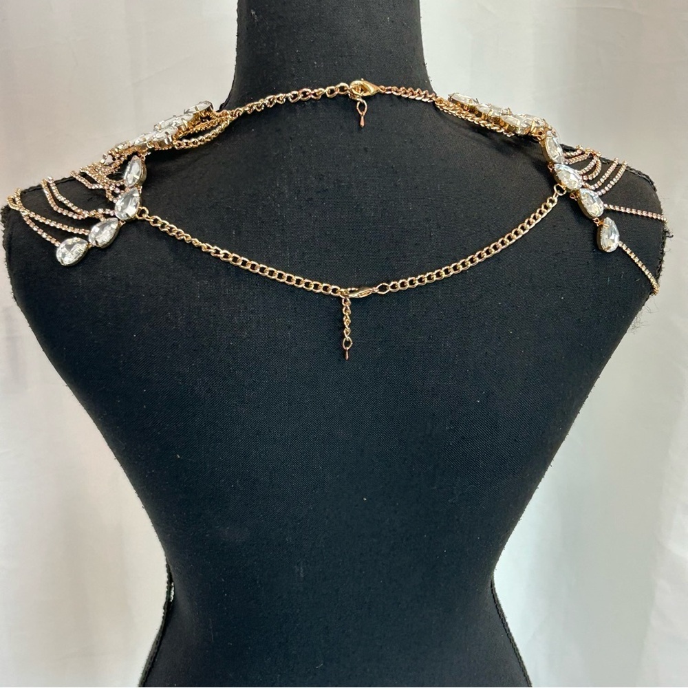 Bridal Luxury Wedding Body Jewelry Crystal Rhinestone Necklace Chains Statement - Picture 9 of 14